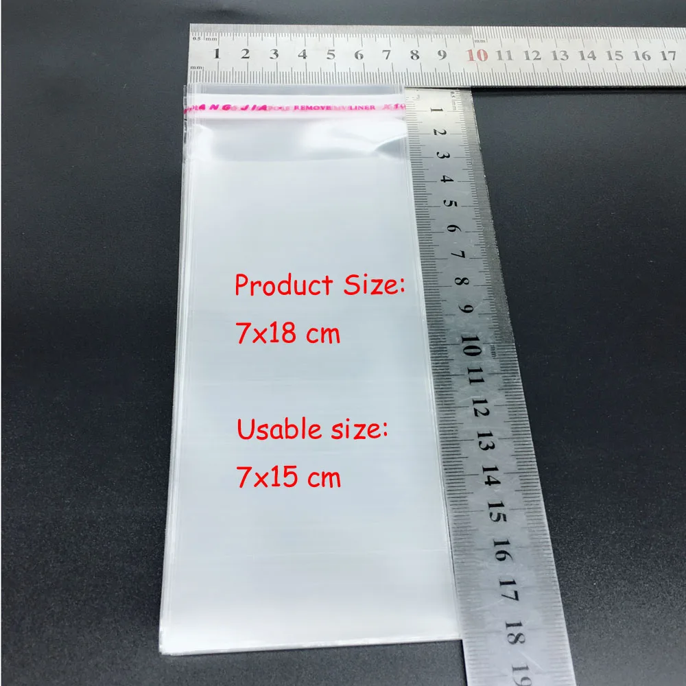 

Lot 7x18cm/100pcs plastic bag transparent OPP bag plastic bag self-adhesive seal