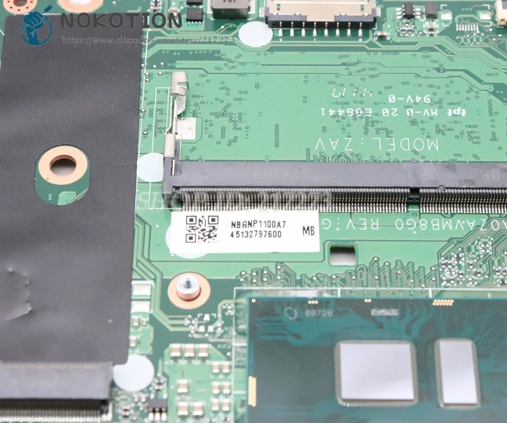 discount  NOKOTION For Acer aspire A315 A315-51 Laptop Motherboard SR2UW I3-6006U CPU 8GB Memory DA0ZAVMB8G0 