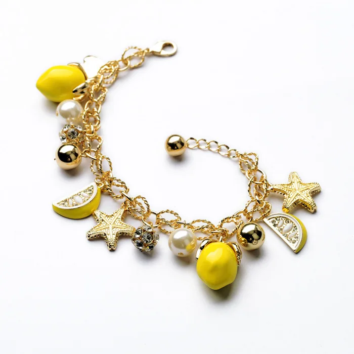 Новое поступление корейский модный кулон в виде морской звезды лимонный фруктовый Ol стильный браслет женские браслеты и браслеты