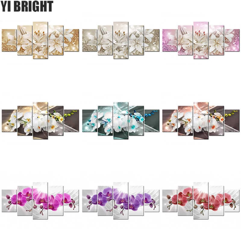 

5d diy Diamond embroidery Orchid&peony&lily flower diamond painting Cross Stitch full square Rhinestone mosaic decoration