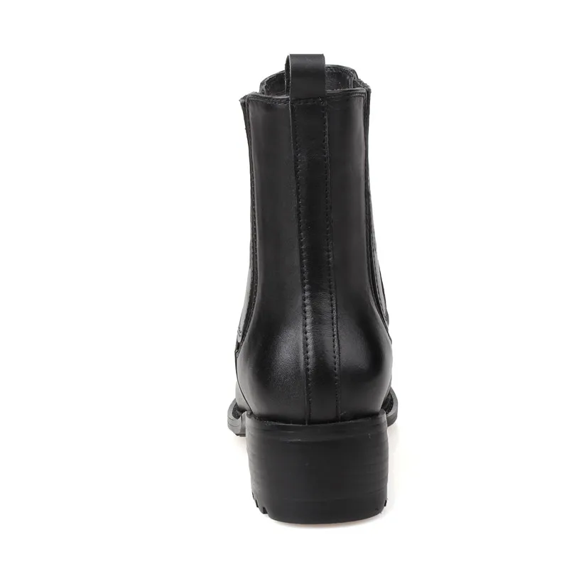 Negro Otoño Motocicleta Genuino De La Zapatos Tobillo Cuero Fedonas Mujer Mujeres Botas 2017 Moda Marca Invierno Las Calientes HnqAT