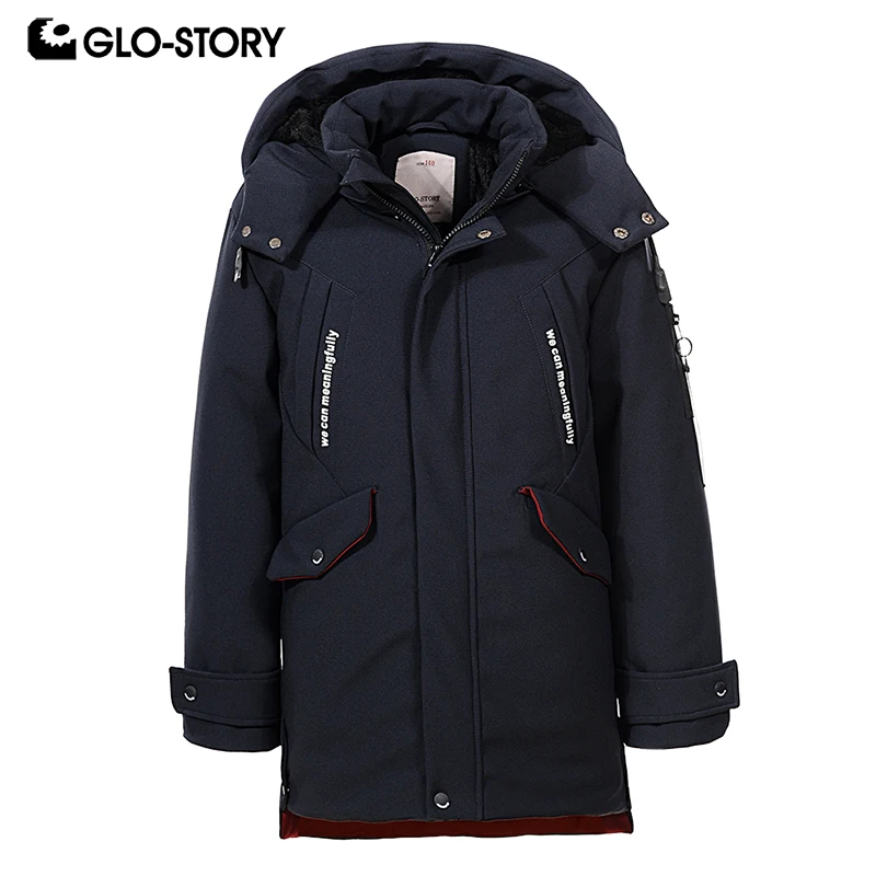 

GLO-STORY Teenage Kids Parkas Winter Coat with Hooded Pocket Boy Winter Jackets BMA-6809