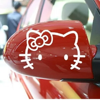 

2PCS Reflective Car Styling Stickers Cartoon Kitty Cat Character Die-Cut Vinyl Graphic Decals for Rearview Mirror