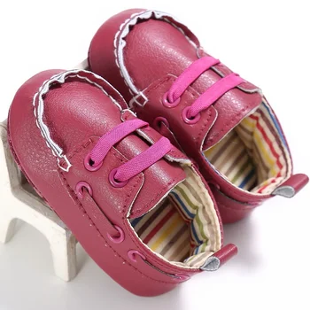 

2018 Newest Kid Boys And Girls Casual PU Lace Up First Walkers Non-slip Soft Baby Spring Solid Color Baby Shoes 0-18M S2