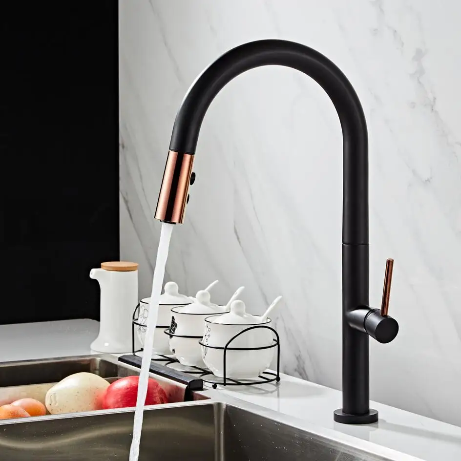 Torneira da Cozinha Ouro e Branco Graus de Rotação Recém Chegado Pull Rosa Sink Toque Mixer 360 Torneiras Misturadoras Cozinha Out Mod. 1333934