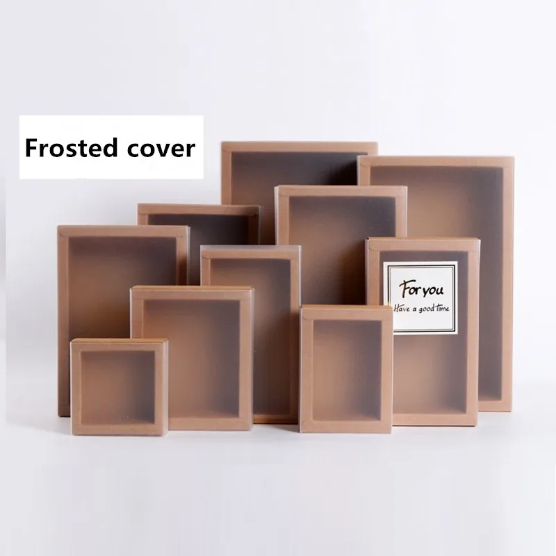 

20pcs Frosted PVC Cover Kraft Paper Drawer Boxes DIY Handmade Soap Craft Jewel Box for Wedding Party Gift Packaging