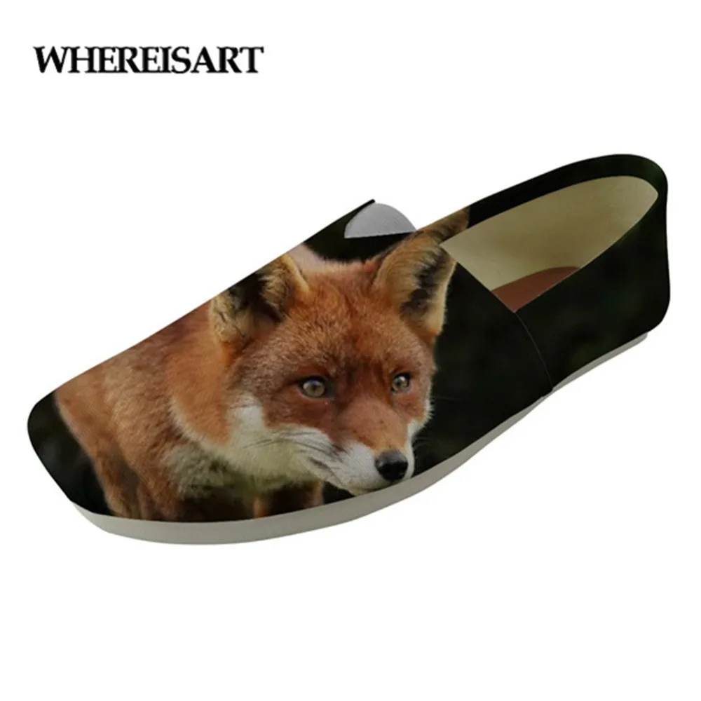 

WHEREISART Comfortable Men's Canvas A Foot Pedal Lazy Outdoor Travel Leisure Breathable Shoes High quality Fox Pattern Loafers