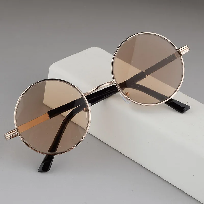 

Cubojue Glass Sunglasses Men Round Brown Grey Clear Crystal Lenses Sun Glasses for Man Anti Dry Eye Protect UUV400 Vintage