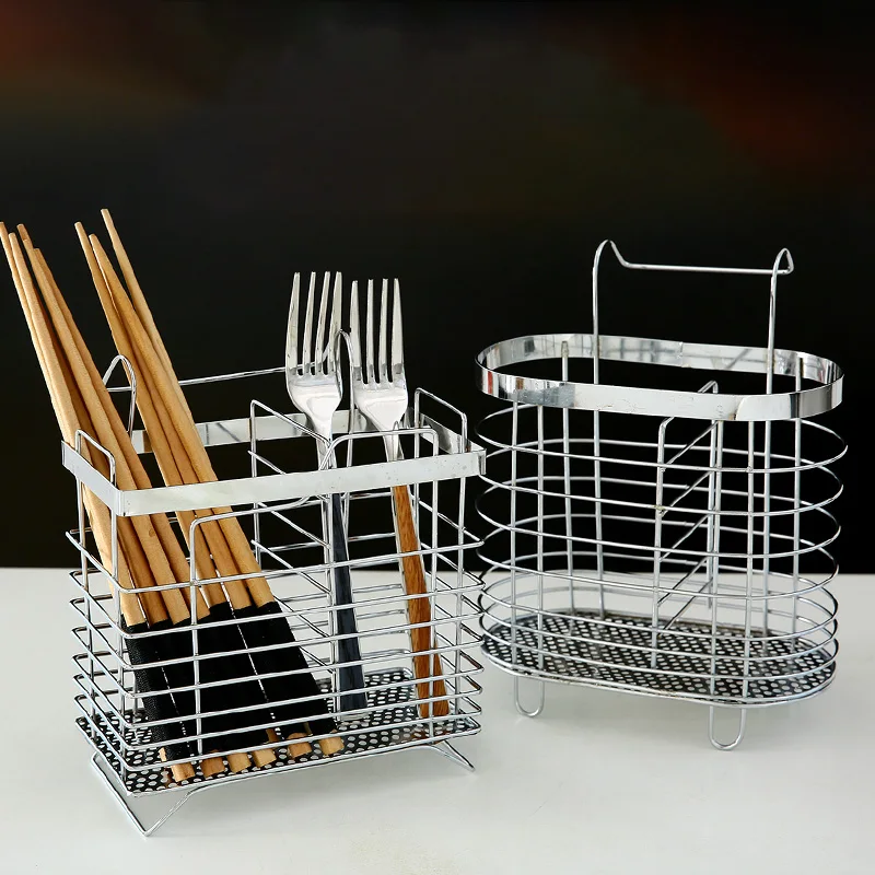 Stainless steel hanging chopstick cage round fork spoon holder rack reinforced kitchen supplies shelves cutlery organizer