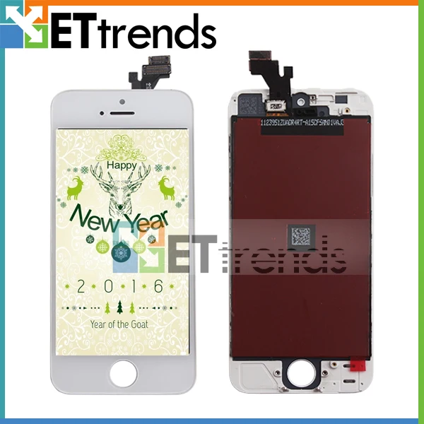 

80PCS/LOT AAA Quality LCD display For iPhone 5G 5S 5C Complete LCD Digitizer Assembly With Cold Press Frame DHL Free Shipping