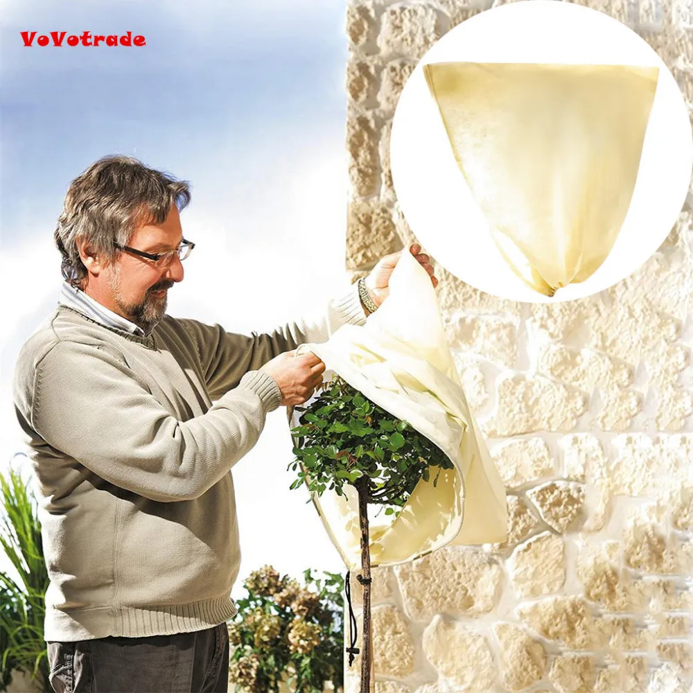 

New 80x60cm Warm Cover Tree Shrub Plant Protecting Bag Frost Protection Yard Garden Winter Plant Cover Micro Fleece Breathable