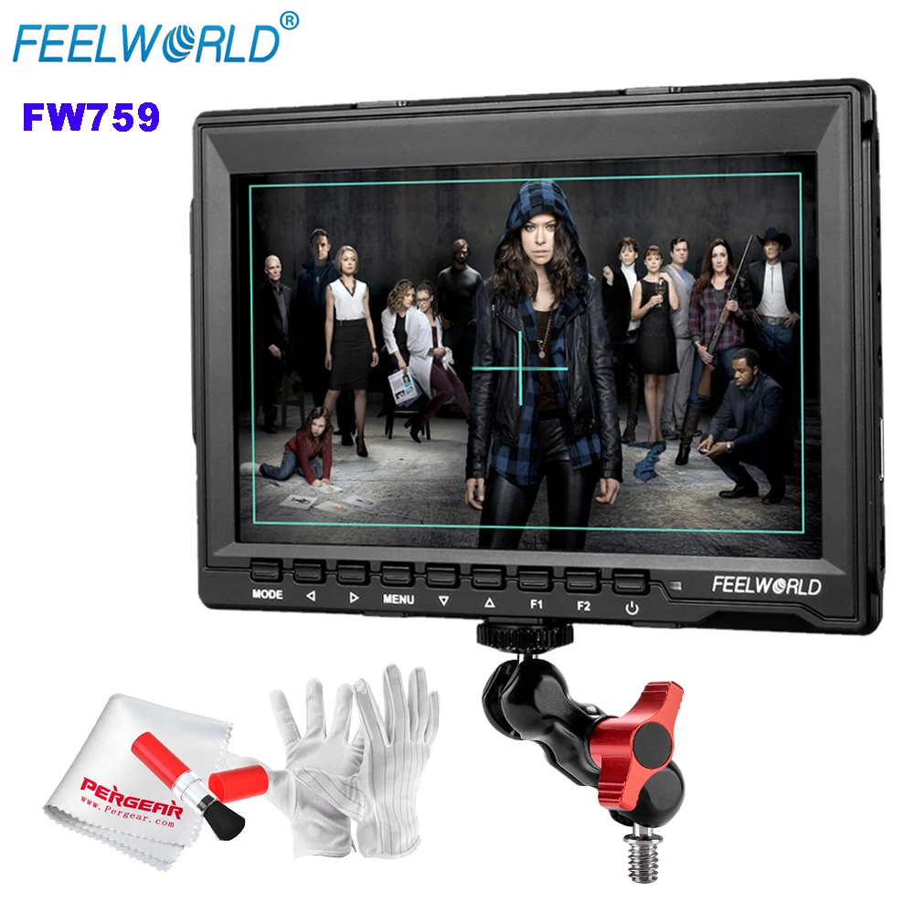 

Feelworld FW759 7" 1280x800 HD IPS Panel LCD DSLR Field Monitor HDMI Input for BMPCC with Articulating Magic Arm Mount Adapter