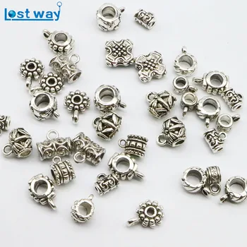 

50pcs Big Hole Flower Metal Silver Color Clasps & Hooks beads Connectors For Jewelry Making hole 2mm Wholesale Price