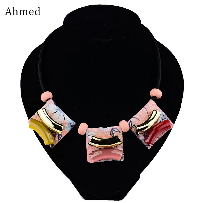 Модное массивное тканевое ожерелье Ahmed для женщин ожерелья и подвески с кожаными