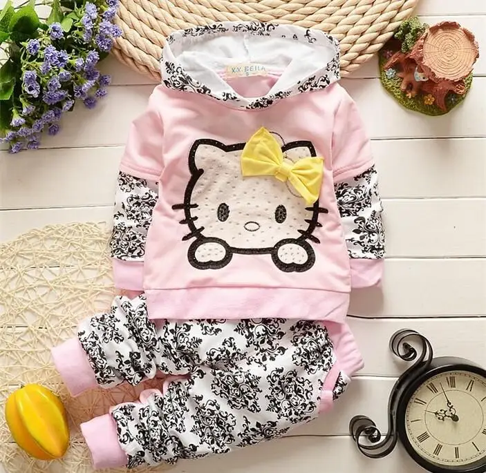 

2017 New Baby Girls Clothing Sets Children Hoodies Spring Autumn Clothes Set Kids Sport Tracksuit Set Baby T-shirt+ Pants 2pcs