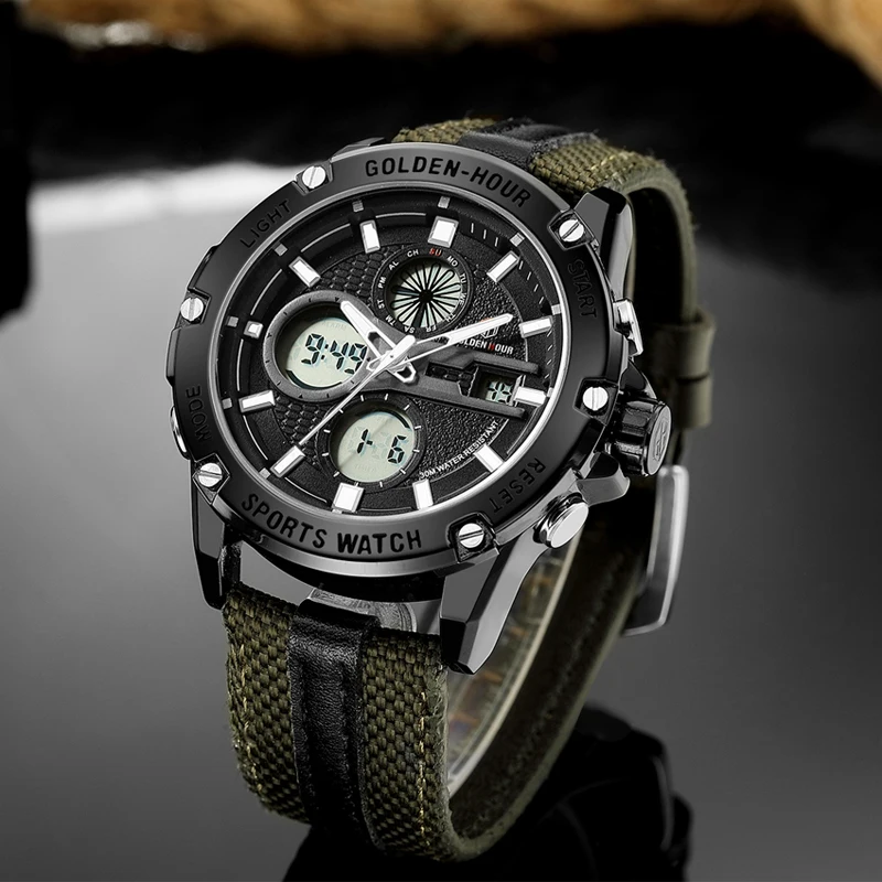 Reloj Hombre GOLDENHOUR спортивные мужские часы в стиле милитари Автоматические цифровые водонепроницаемые мужские часы армейские мужские наручные часы Relogio Masculino