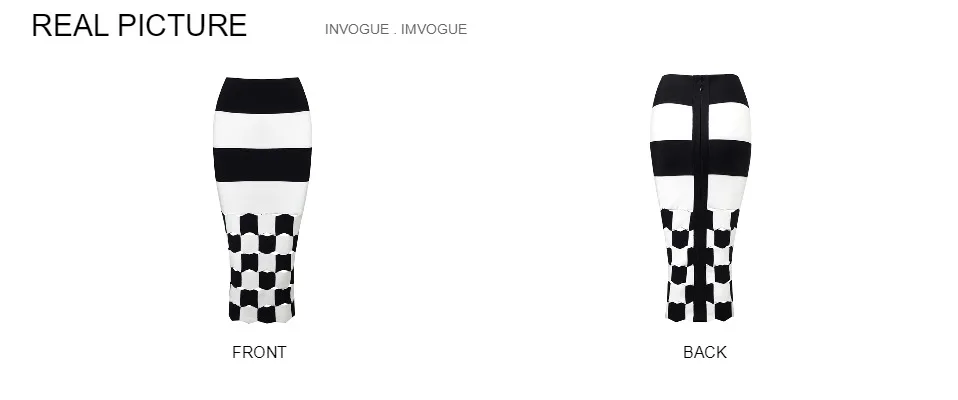 INVOGUE. IMVOGUE Новинка года черный и белый полосатый выдалбливают Высокая талия пикантные элегантные повязки юбка