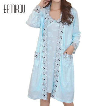

Woman Robes Sets Plus Size Large Cotton Embroidered Floral Sexy Female Bathrobes Gowns Nightgowns Home Suit Sleep Wear 2 pieces