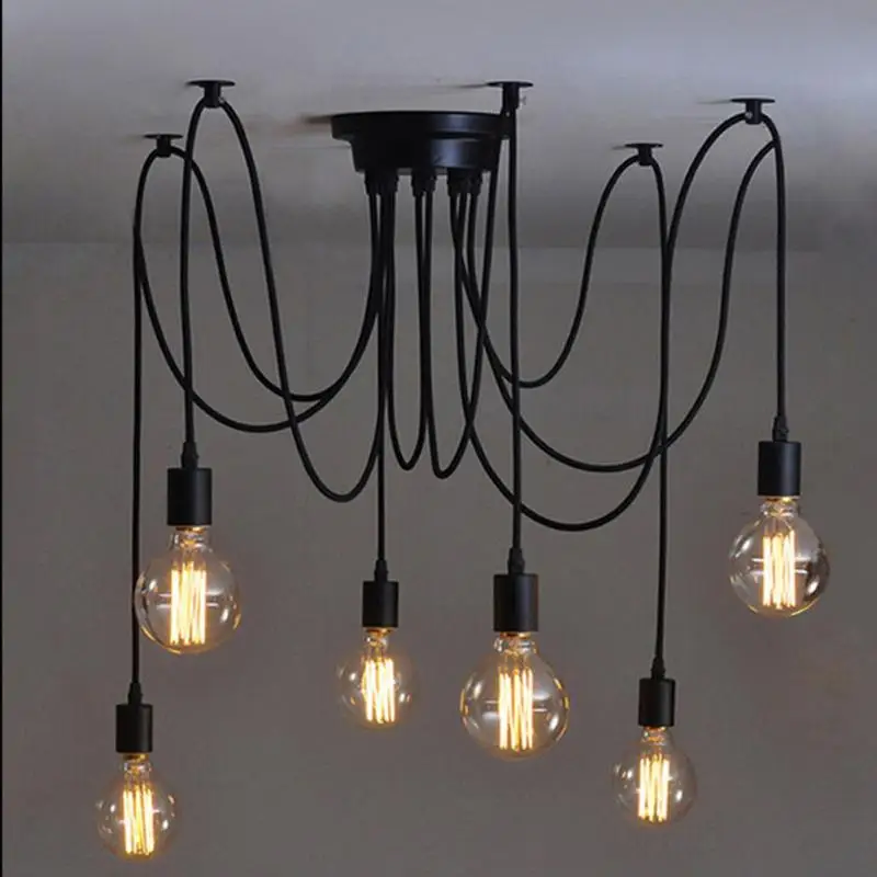 

Vintage Adjustable DIY E27 Industrial Fixture Retro Steampunk Loft Chandelier Ceiling Light Holder Lamp Sockets
