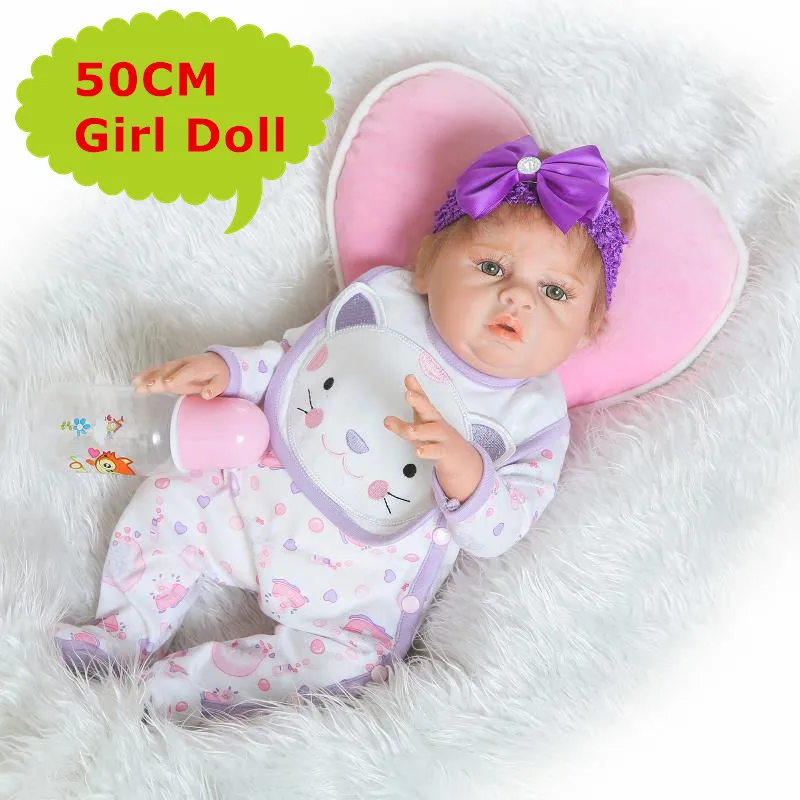 

20" NPK Adorable Baby Reborn Girl Doll 50CM Alive Full Silicone Newborn Bebe Girl With Cute Clothing Kids Play House Toys Boneca