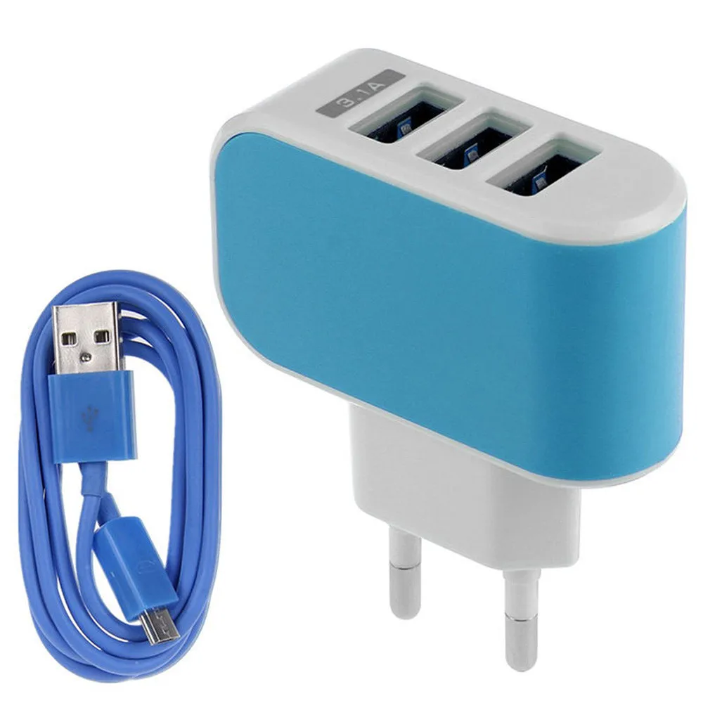 Зарядный адаптер EPULA 3.1A с тройным USB портом настенное зарядное устройство для