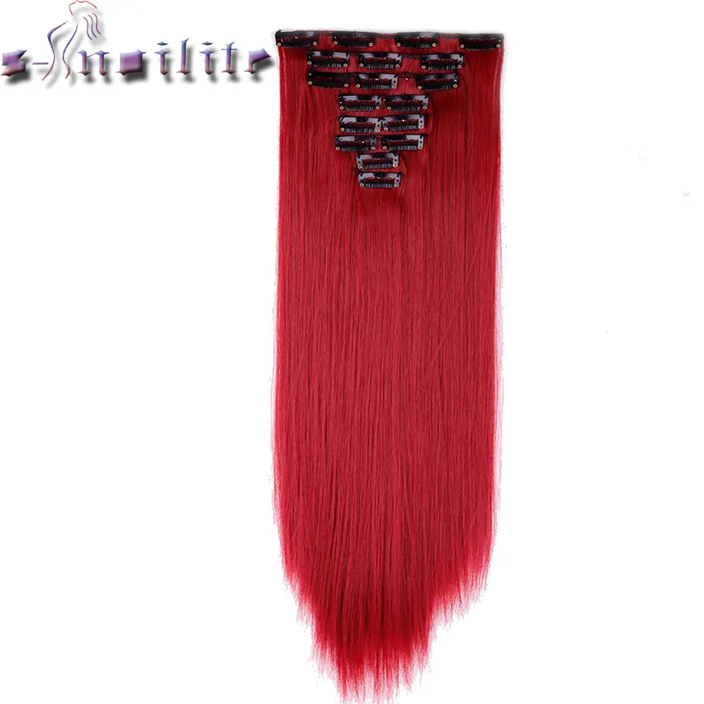 S Noilite 8Pcs Long 26 Inches Straight Full Head Clip In On Hair