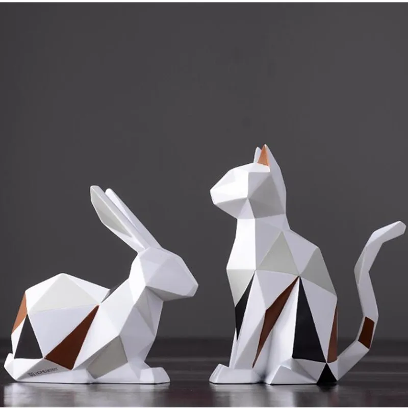  Nordic Modern Geometric Rabbit Cat Animal Creative Home Interior Furnishings Living Room Bedroom Ar - 4000031333736