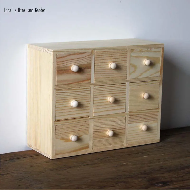 Mini Storage Drawers,primitive pine wood mini storage drawers