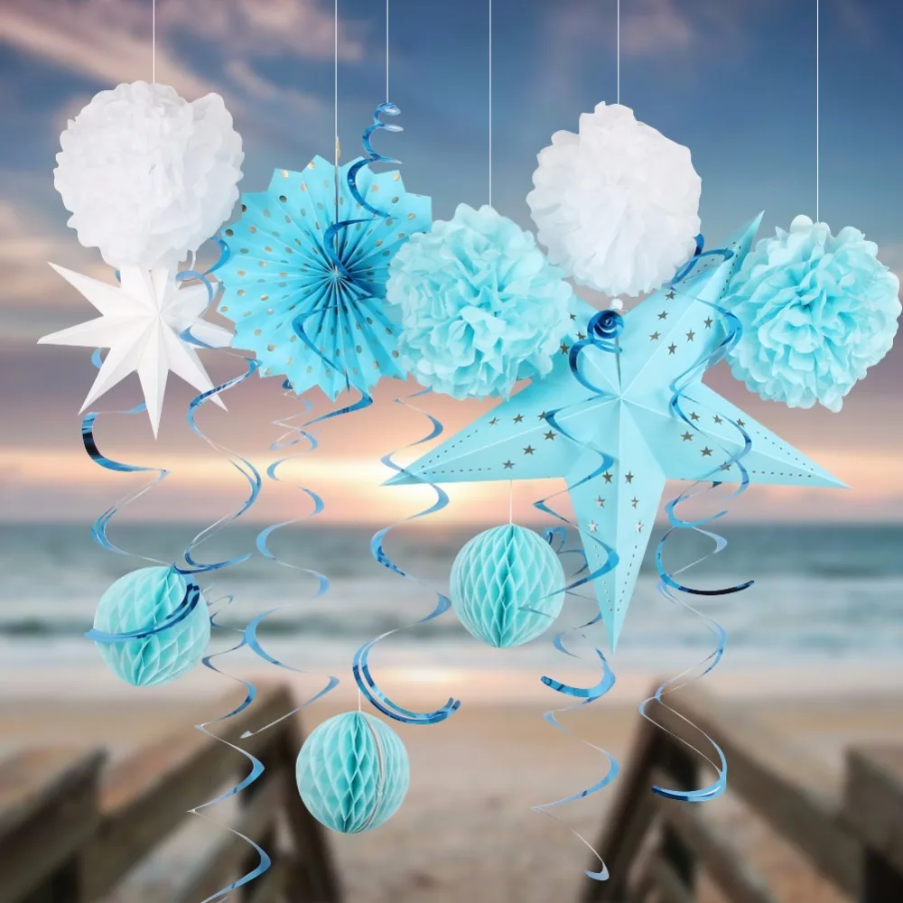 

Sunbeauty Baby Shower Decorations Party Favor Tissue Paper Tassels Pompoms Swirl Stars Honeycomb Balls For Party Supplies