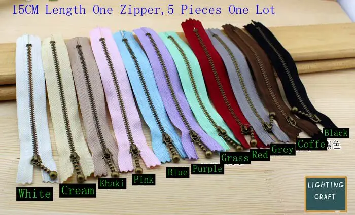 metal bronze teenth water-drop slider short zippers 15cm with 11 optional colors for macaron bags wallet sewing