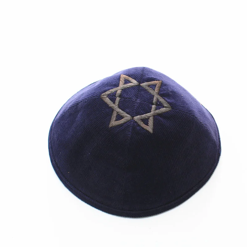 Однотонная бархатная еврейская Кепка Kippot высокого качества Skullies Beanies еврейская Кепка - Цвет: Nave blue