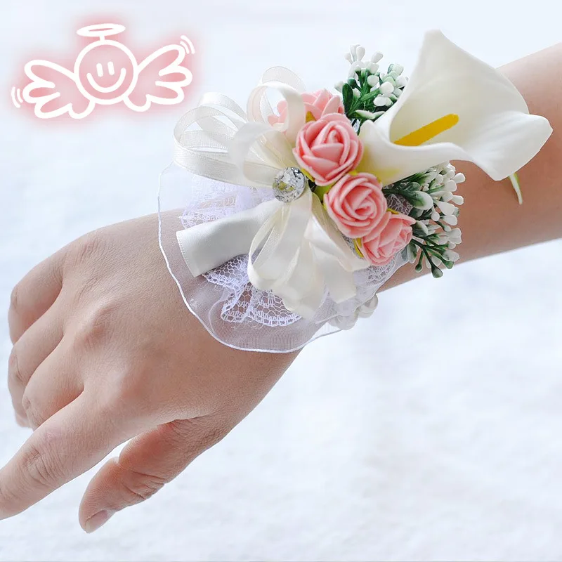 white wedding wrist corsage boutonnieres roses  (19)
