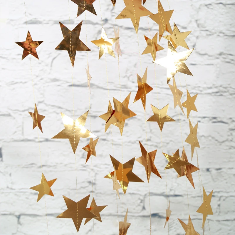 

4m Glitter Gold Sliver Stars Garland Banner Bunting Party Decor DIY Garland Birthday Party Wedding Home Valentine's Day Supplies