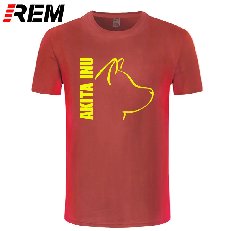 Akita Inu Dog мужские футболки отличные футболки мужские с коротким рукавом хлопок Пользовательские Большие размеры летние футболки для подростков - Цвет: red yellow