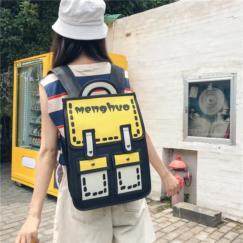Menghuo 3D Anime Bag Cartoon Women Backpack School Bag 3D Style Canvas 2D Travel Drawing Book Mochila for Teenagers Girl Mochila (49)