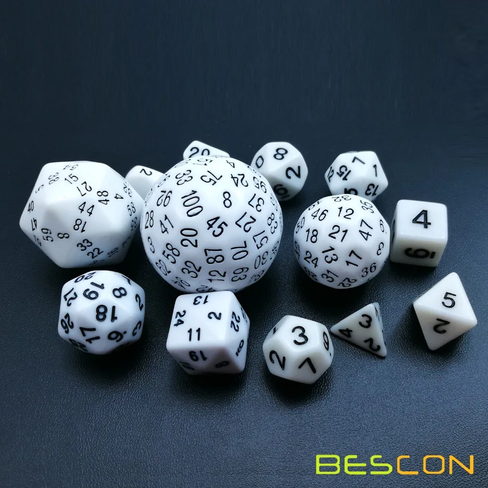 Bescon полный набор многогранных кубиков 13 шт. D3 D100 100 боковых костей непрозрачных