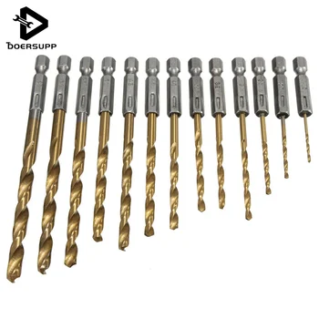 

13pcs/set Twist Drill Bit 1.5- 6.5mm HSS High Speed Steel for Metal Titanium Coated Drill 1/4 Hex Shank Power Tools Accessories