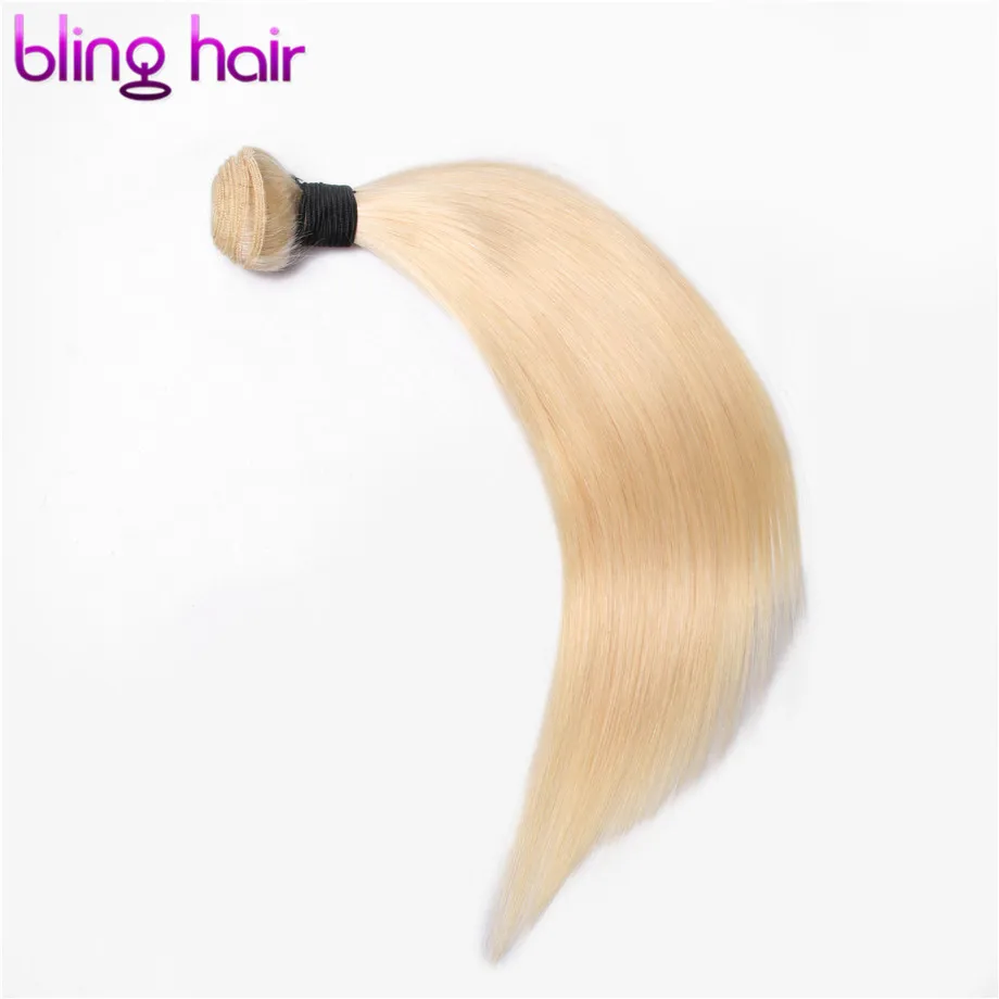 

Bling Hair Honey Platinum 613 Blonde Bundles Brazilian Straight Human Hair Bundles 100% Remy Hair Extension Machine Double Weft