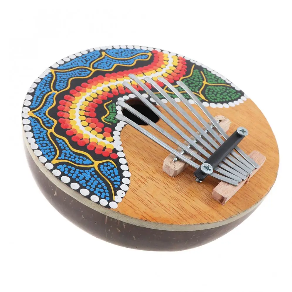 

7 Key Popular Kalimba Colored Drawing Coconut Shell Thumb Piano Mbira Natural Mini Keyboard Instrument