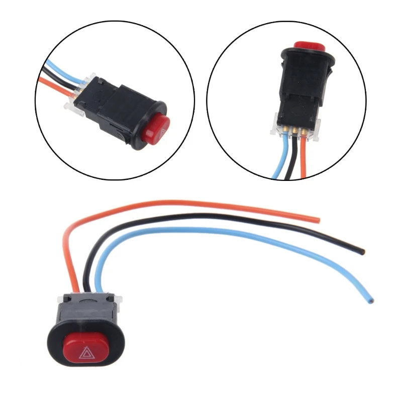 

QILEJVS Motorcycle Hazard Light Switch Double Warning Flasher Emergency Signal w/3 Wires Lock-m30