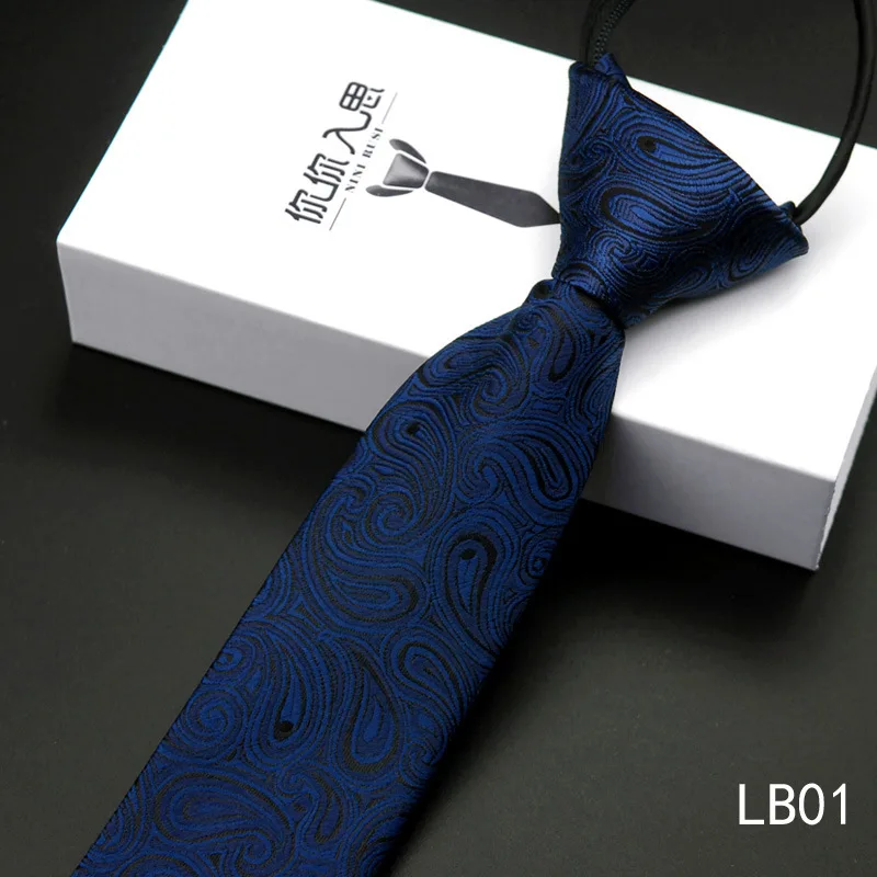 

zipper neck tie 5.5cm slim necktie High quality silk cravate for men in lots
