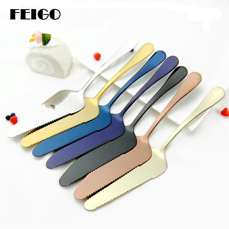 

FEIGO Multicolor Cake Pizza Cheese Shovel Knife Stainless Steel Kitchen Baking Tool Ice Cream Food Turner Divider Bakeware F154