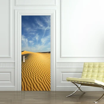 

3D Print Desert Poster PVC Waterproof Entire Door Sticker Creative Stickers Door Wall Sticker DIY Mural Bedroom Home Decor