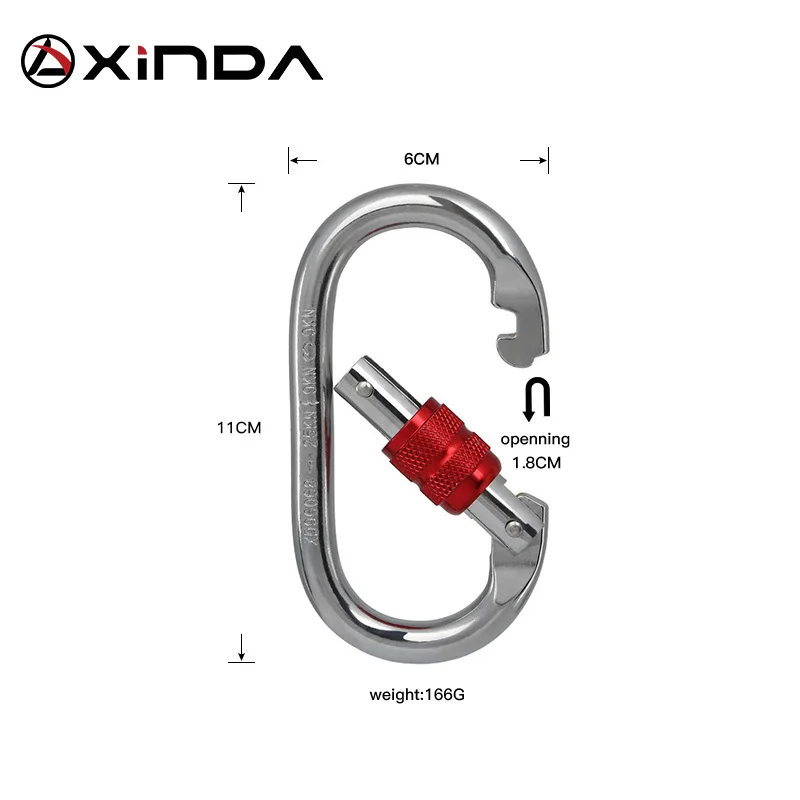 Xinda открытый альпинистский карабин o-образный винтовой замок пружинный крюк ворота 25KN безопасная Пряжка стальной замок альпинистское оборудование