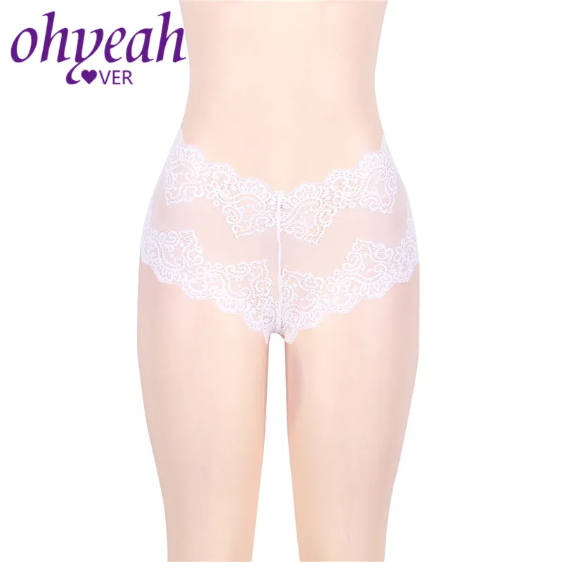 Ohyeahlover Women Thongs and G Strings Transparent Lace Panties Ultra-Thin Underwear High Waist Shorty Femme Lingerie PM5144