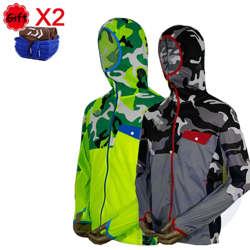 

Spring Summer Fishing Clothing Coat Men Anti-mosquito Long Sleeve Outdoor Sportswear Sunproof Fishing Jacket Gift Fishing Towel