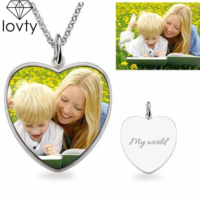 

lovty Personalized Photo Pendants Necklace Custom Name Necklace Photo for Your Baby Child Mom Dad Grandparent Gift for Family