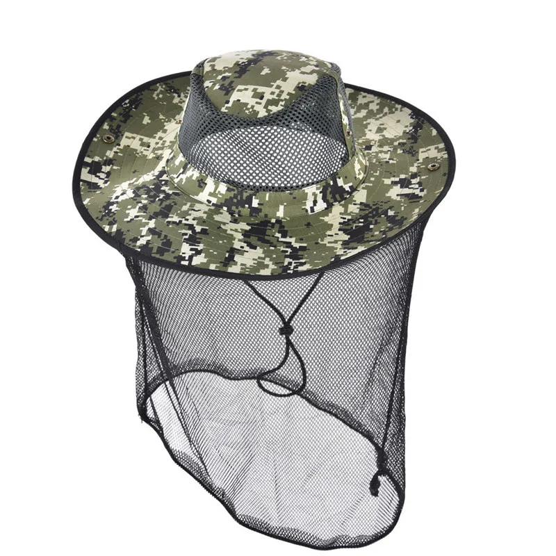 Камуфляжная шляпа с широкими полями и сеткой от комаров|fly net hat|hat insectmosquito hat |