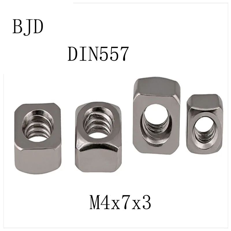 DIN557 100Pcs M4x7x3 4mm nut Stainless steel square is not easy to fall off nuts apply Lathe automobile chassis M4 | Обустройство