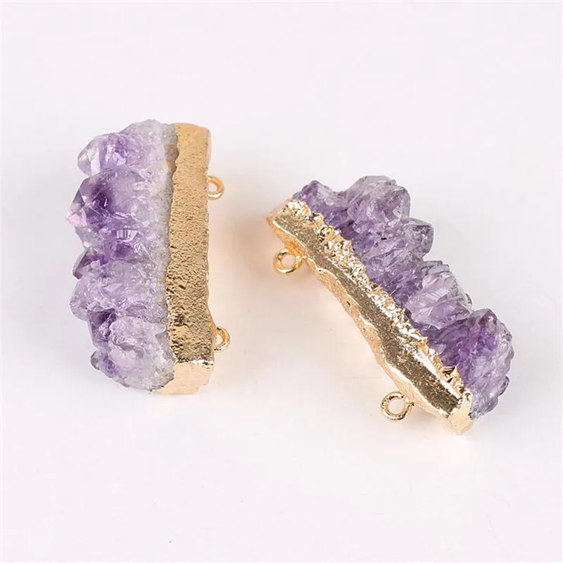 

1pc Natural purple Crystal Stone Slice Pendants Irregular Druzy Raw Purple Crystal Pendant DIY Jewelry Charm Pendant Jewelry